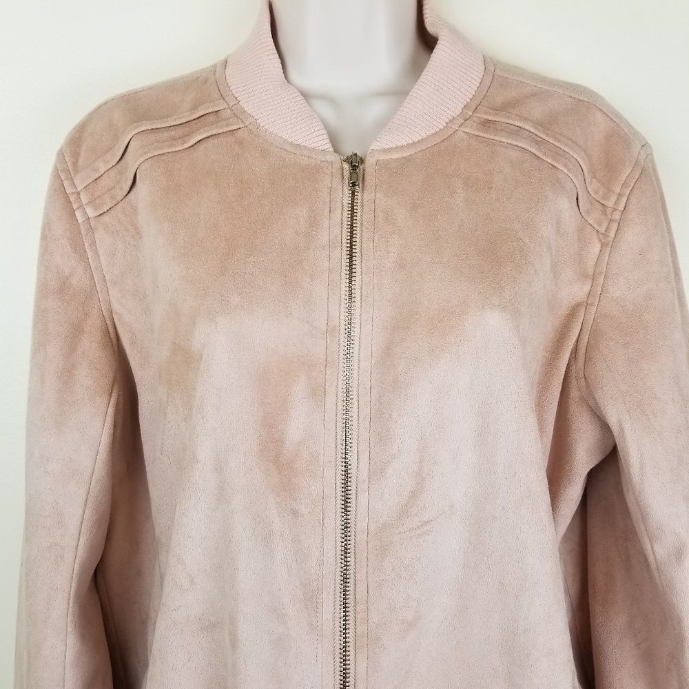Tan Suede Like Zip Up Jacket. Size M - Picture 1 of 5